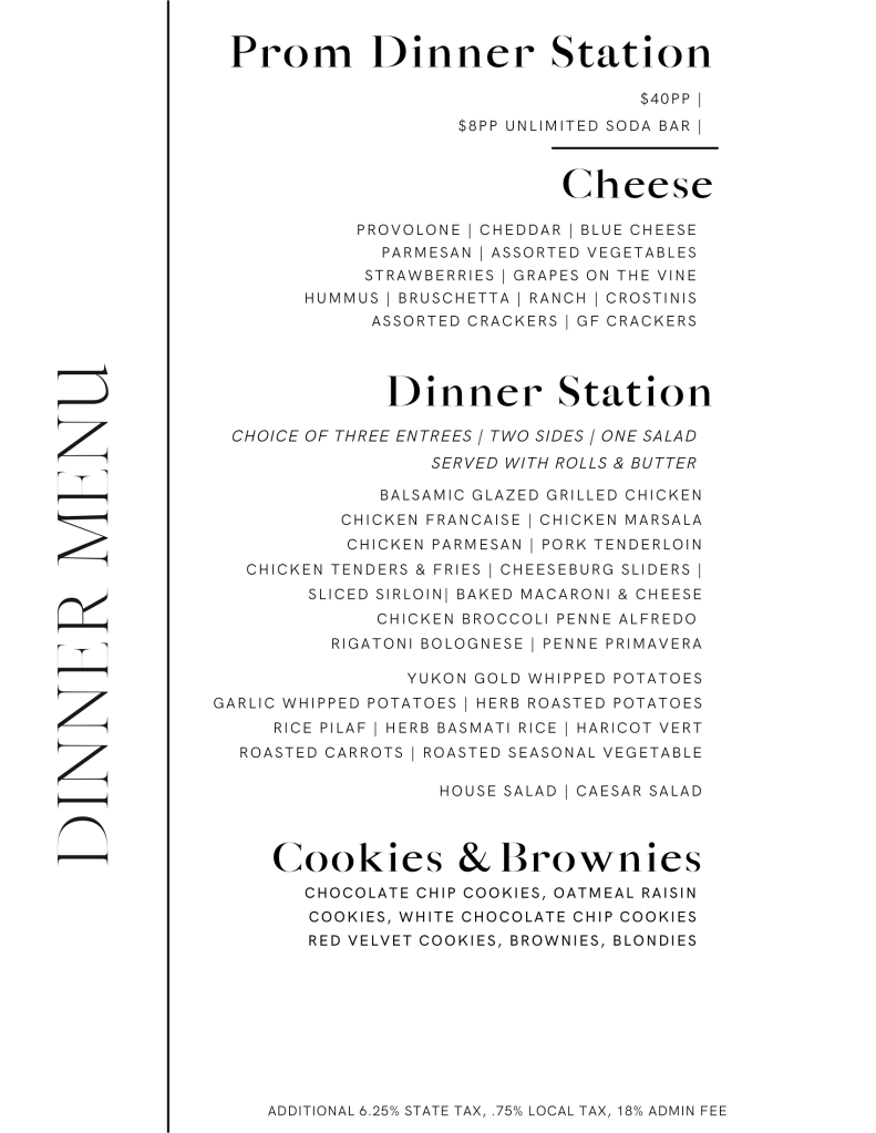 Prom Menu 2025